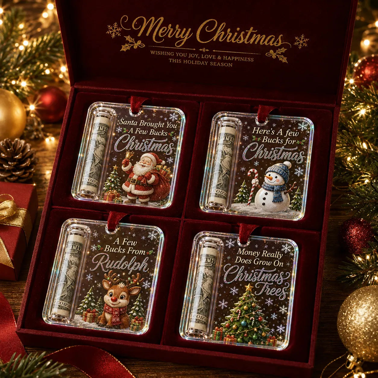 ππ΅ Christmas Cash Gift Ornament β Festive Money Holder Keepsake for the Tree