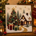 🎅 🎄 Premium 3D Pearl Christmas Wall Art Kit | 🎁Luxury Flocked Canvas with Scratch-Resistant Non-Fading Pearl Beads DIY Holiday Decor⛄️❄️