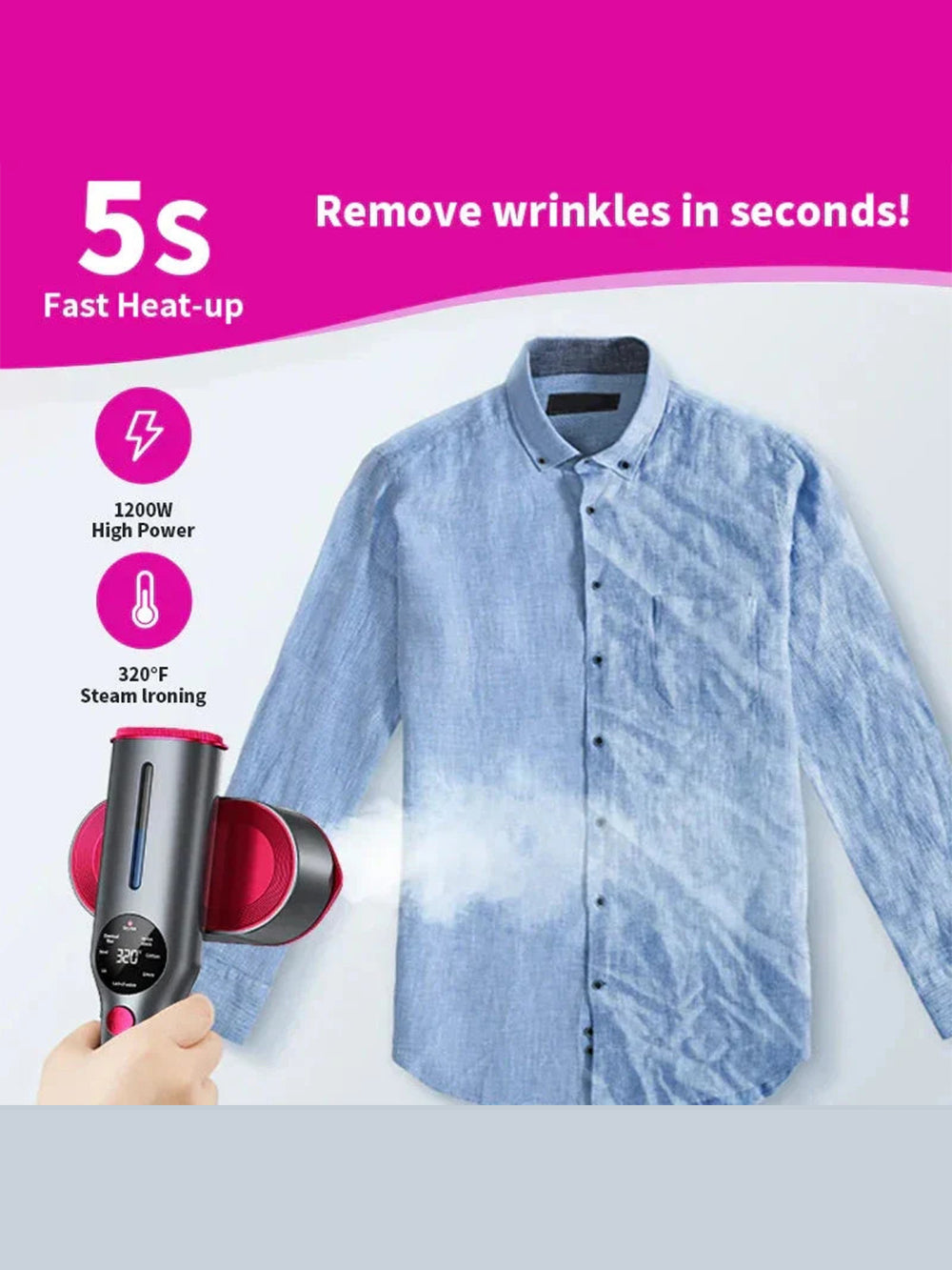 2026 Upgrade Garment Steamer for Clothes, Portable Travel Clothing Steamer Iron