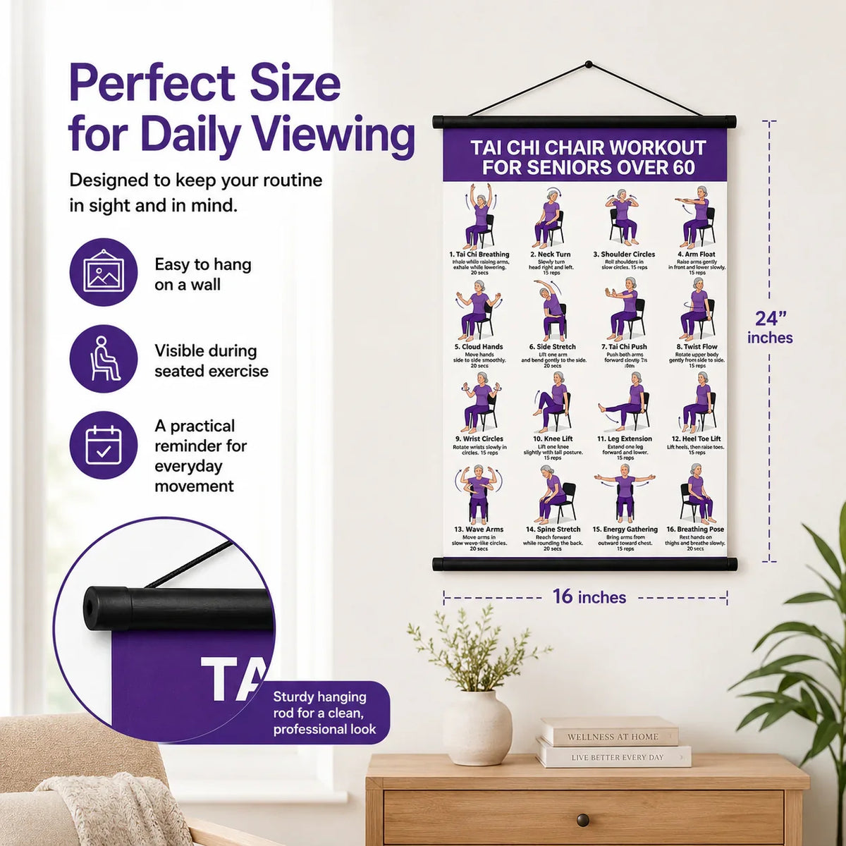 🔥Last Day 49% OFF-🧘‍♀️Senior Wellness Exercise Poster 16-Step Chair Tai Chi