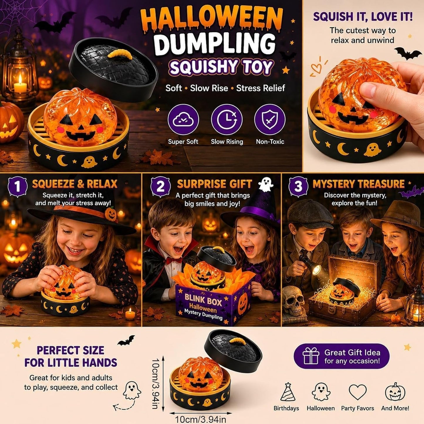 🔥LAST DAY 50% OFF - 🎃🎁Cute Halloween Scary Ghost Maruko Squeeze Toy Set