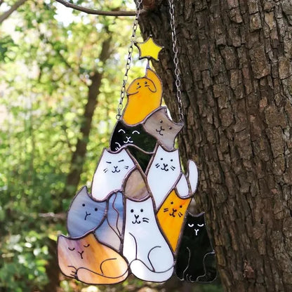🎁😻Cat Christmas Tree Suncatcher Ornament
