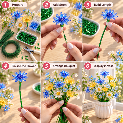 ⏳ Last Day 49% OFF –🌼✨DIY Beaded Wildflower Bouquet Kit – Handmade Crystal Flower Craft Set🌸✨