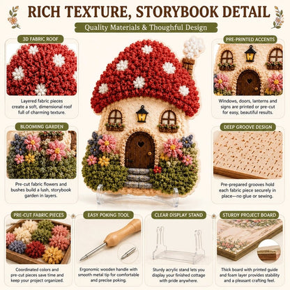 🔥Whimsical Village 3D Fabric Poke Art Kit🌼🎁