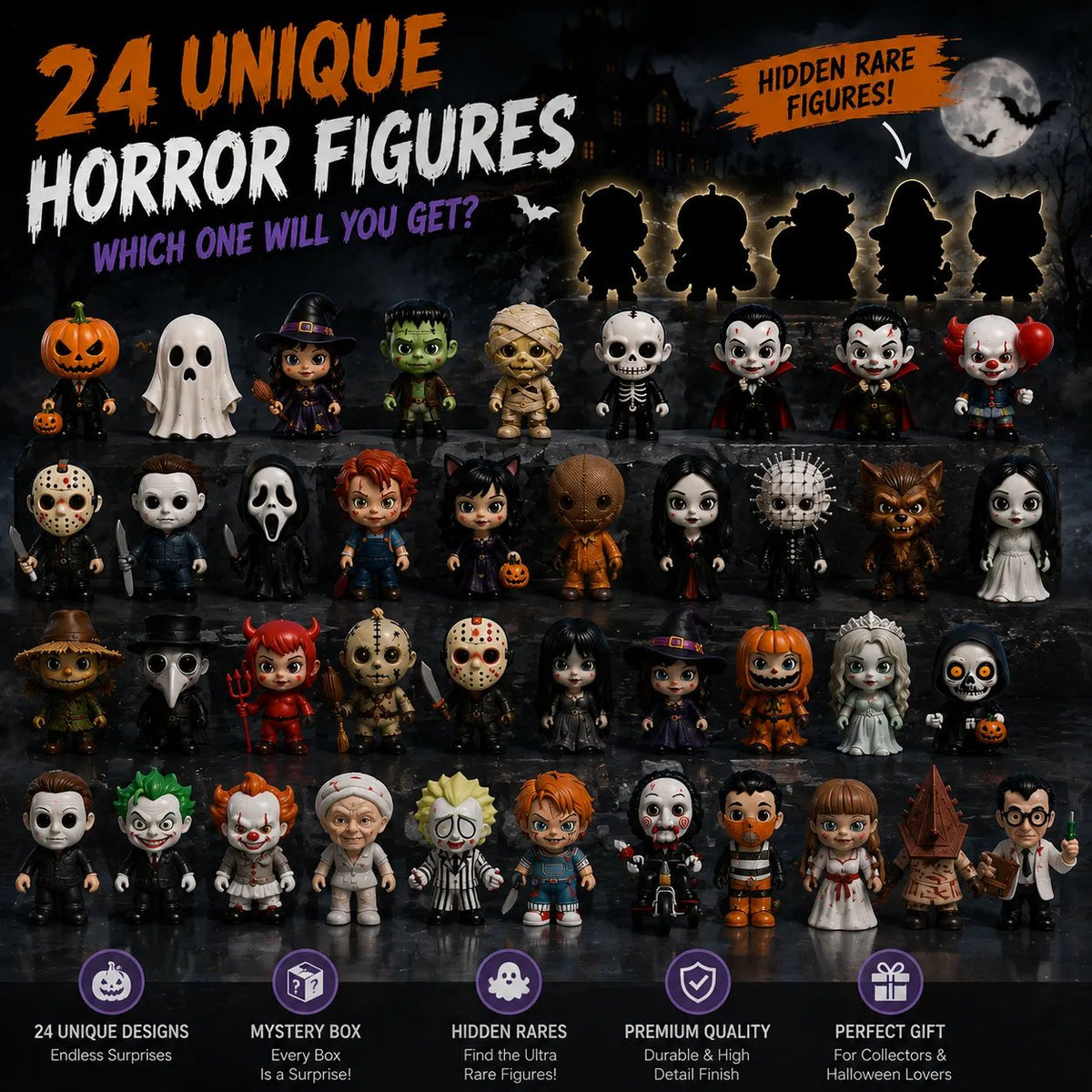 🔥 Last Day 49% OFF - Halloween 24 Horror Mini Collectible Figures🎃🎁