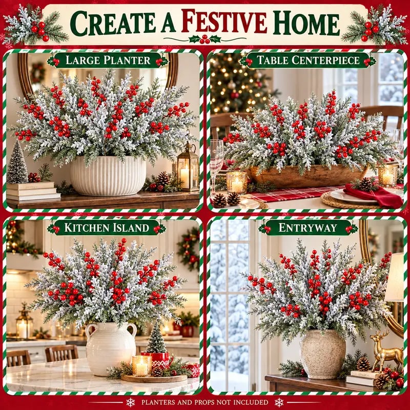 🌿Artificial Frosted Christmas Pine （12-pack）