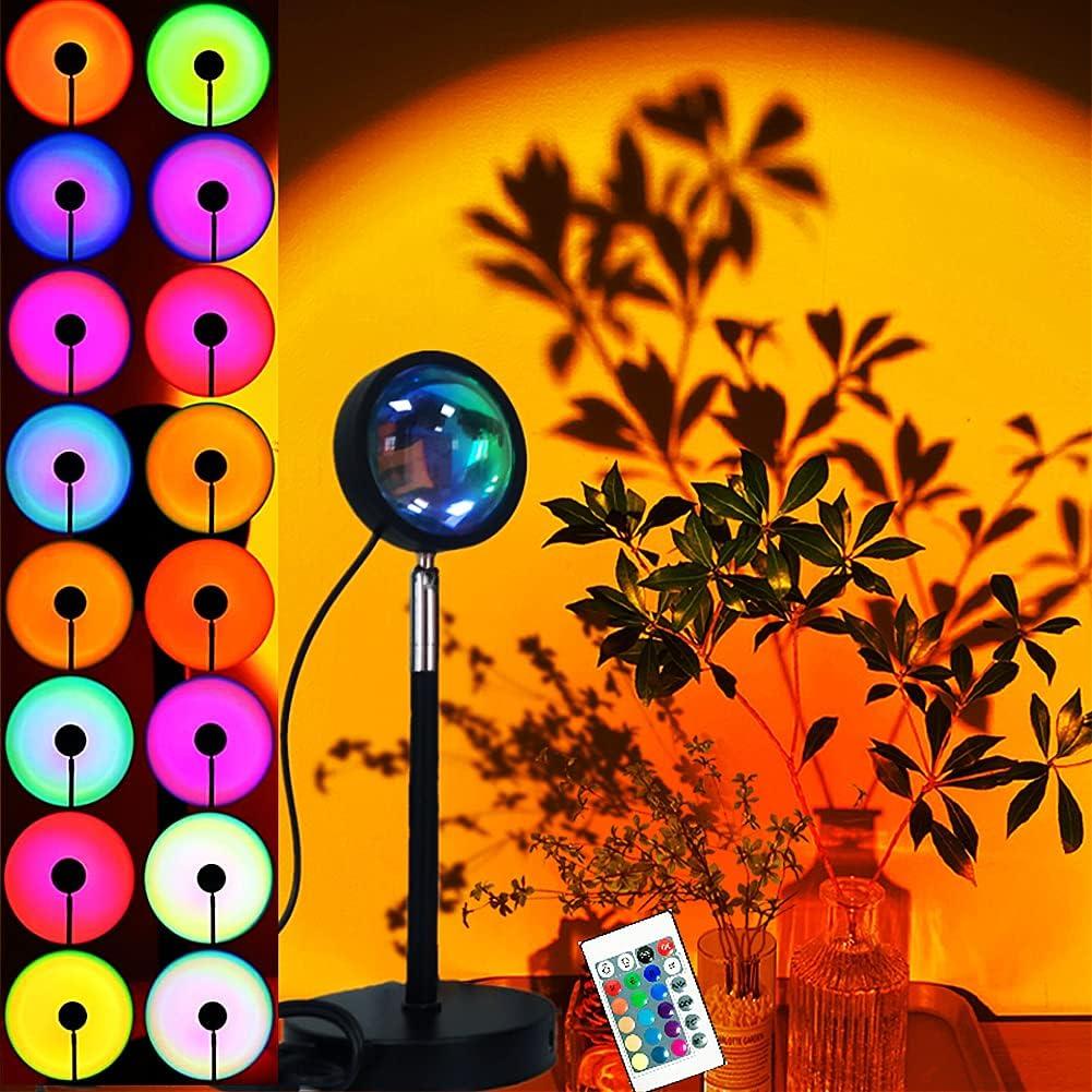 🔥Sunset Lamp Projector Light 16 RGB Colors 180° Rotatable Atmosphere Light