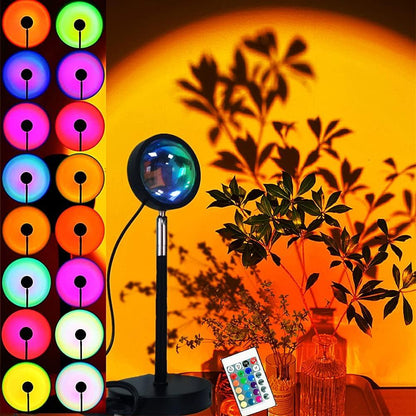 🔥Sunset Lamp Projector Light 16 RGB Colors 180° Rotatable Atmosphere Light