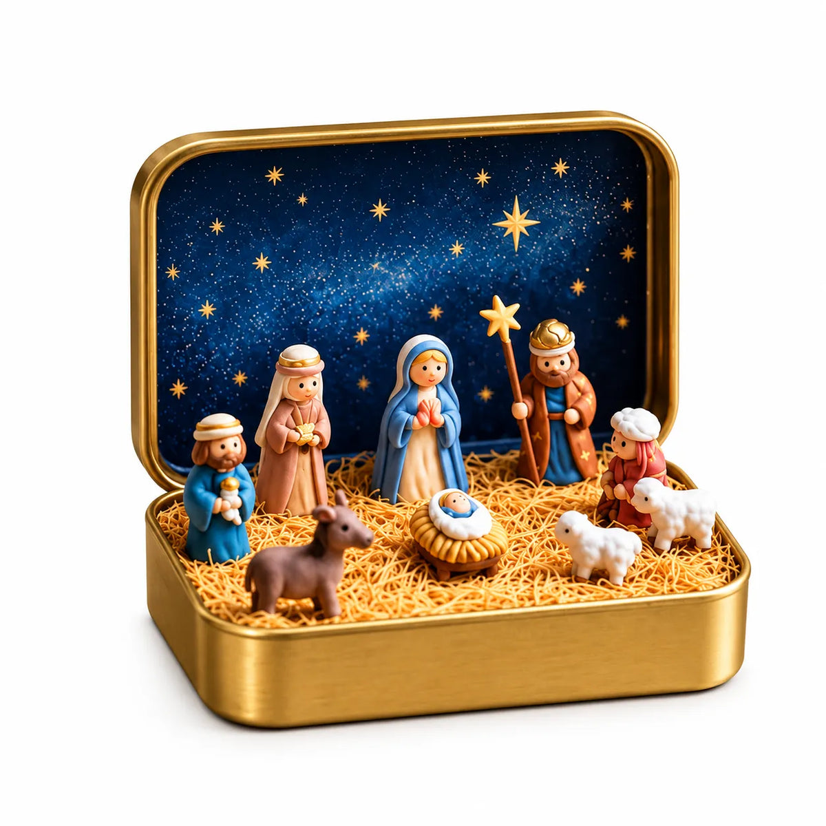 ✝️Religious Pocket-Size Mini Nativity Scene Set with Storage Box