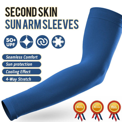 ☀️ UPF 50+ Cooling UV Arm Sleeves | 🧊 High Stretch Compression Fabric | Anti-UV Breathable Sleeves for Men Women