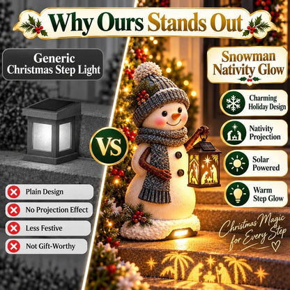 Snowman Nativity Glow™ – Solar Christmas Step Light with Holy Family Projection