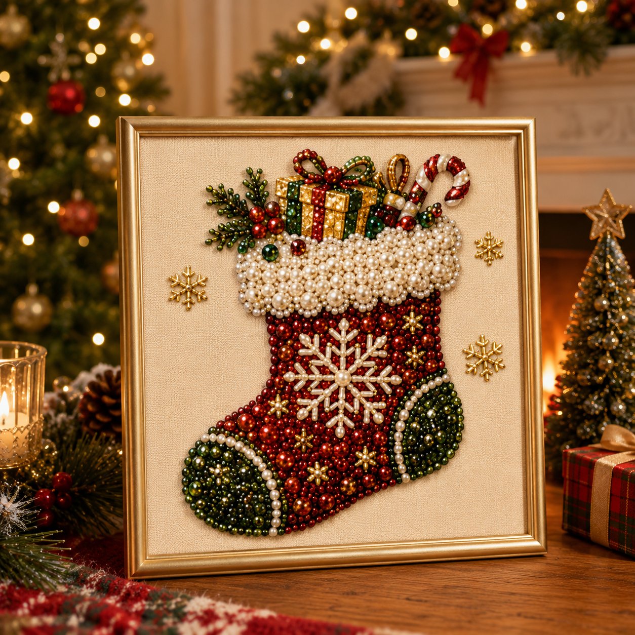 🎄DIY Christmas Pearl Diamond Painting Art Kit With Frame Relaxing & Beginner-Friendly