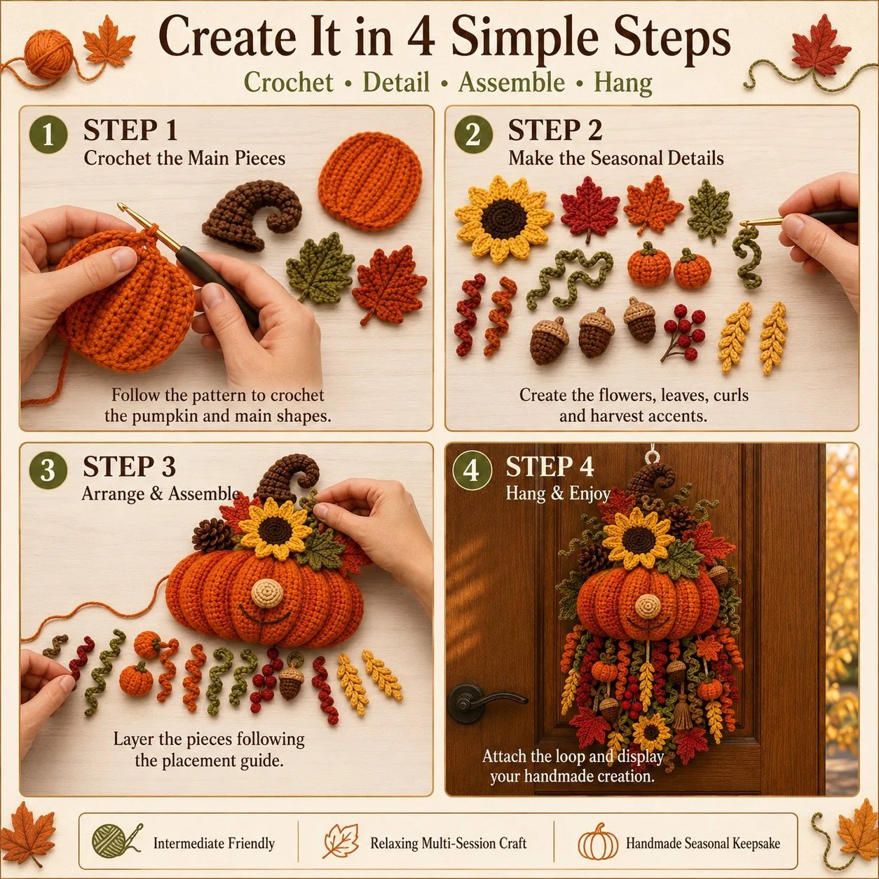 ⏳🔥 HOT SALE 49% OFF – 🧶 DIY Seasonal 3D Crochet Door Hanger Kits | Includes Coordinated Yarn, Stuffing, Accessories & Step‑by‑Step Instructions 💕