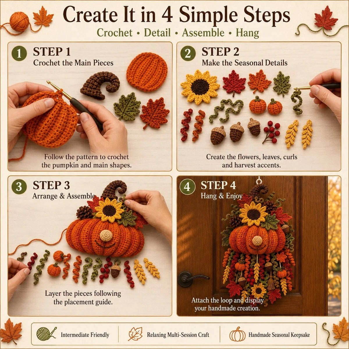 ⏳🔥 HOT SALE 49% OFF – 🧶 DIY Seasonal 3D Crochet Door Hanger Kits | Includes Coordinated Yarn, Stuffing, Accessories & Step‑by‑Step Instructions 💕