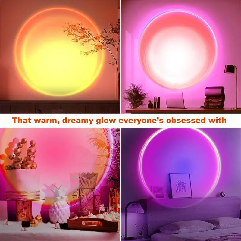 🔥Sunset Lamp Projector Light 16 RGB Colors 180° Rotatable Atmosphere Light