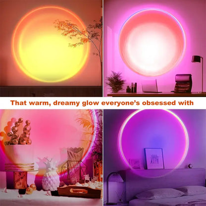 🔥Sunset Lamp Projector Light 16 RGB Colors 180° Rotatable Atmosphere Light