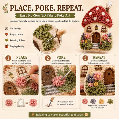 🔥Whimsical Village 3D Fabric Poke Art Kit🌼🎁