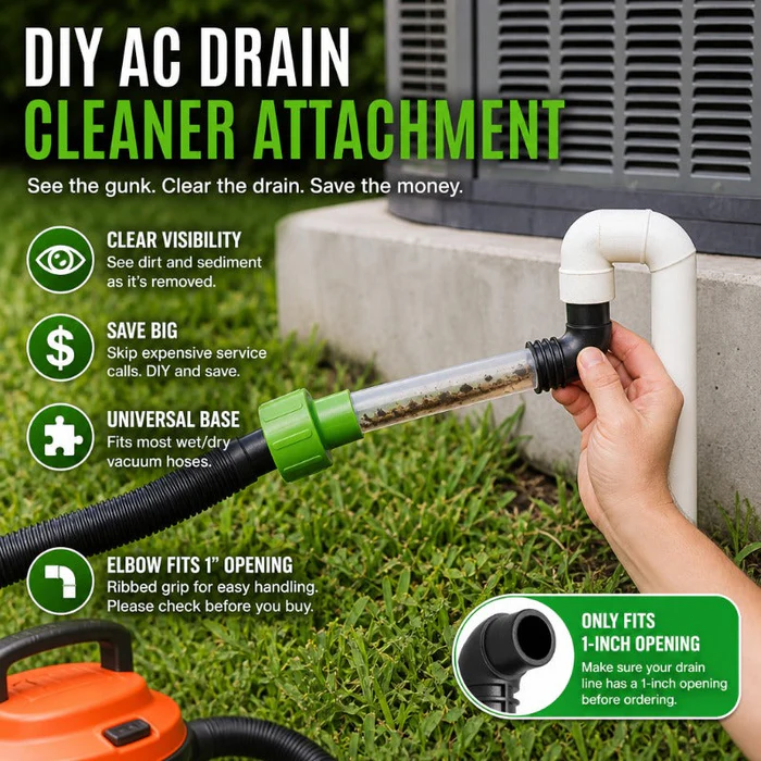 🔥Universal AC Drain Line Cleaner Tool Adapter – Clear HVAC Unclogger