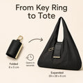 Compact Foldable Keychain Tote Bag, Expandable Reusable Grocery Shopping Bag with Key Ring🛍️