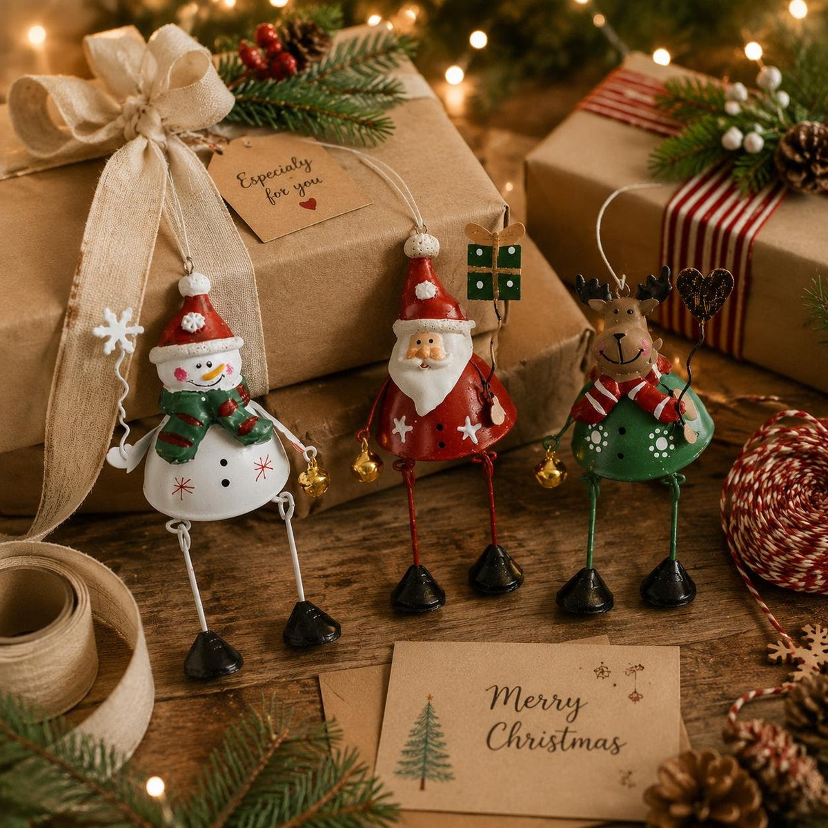 ✨ Hand-Painted Metal Dangling Leg Christmas Ornaments
