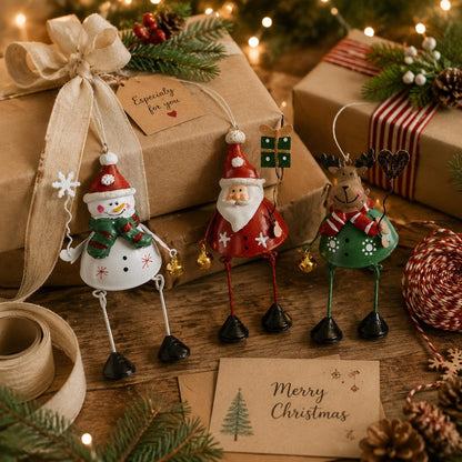 ✨ Hand-Painted Metal Dangling Leg Christmas Ornaments