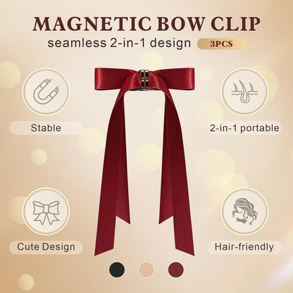 Magnetic Bow Clip-Seamless 2-in-1 Design for Salon, Home & Everyday Hair styling, Intuitive, No Slip