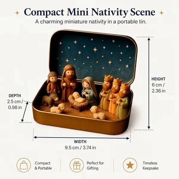 ✝️Religious Pocket-Size Mini Nativity Scene Set with Storage Box