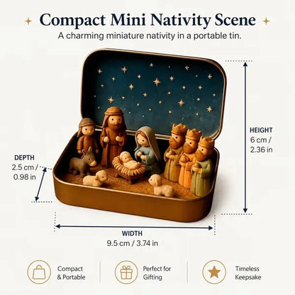 ✝️Religious Pocket-Size Mini Nativity Scene Set with Storage Box
