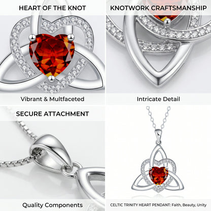 Birthstone Celtic Trinity Knot Heart Necklace✨ Heart Shape Celtic Trinity Knot Birthstone Pendant