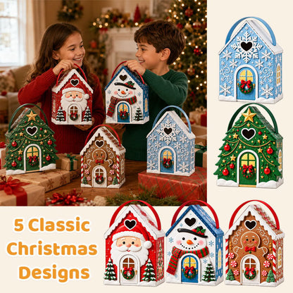 🎁 Christmas Cottage Gift Box – 5 Festive Designs for Candy & Small Gifts