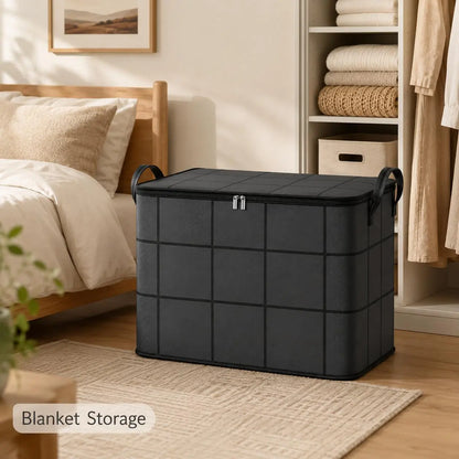 🔥Spacious Moving Storage Bin – Large Capacity Zippered Fabric Organizer for Bedding & Clothes
