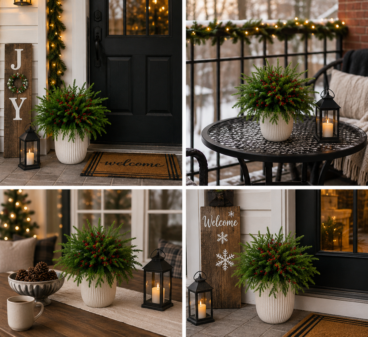 🔥 🎄Snow-Covered Cedar & Red Berries – Christmas Holiday Decor