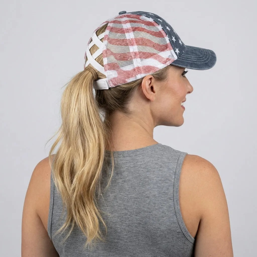🧢American Flag Ponytail Embroidered Hat, 🔥Buy 2 FREE SHIPPING