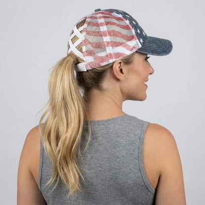 🧢American Flag Ponytail Embroidered Hat, 🔥Buy 2 FREE SHIPPING