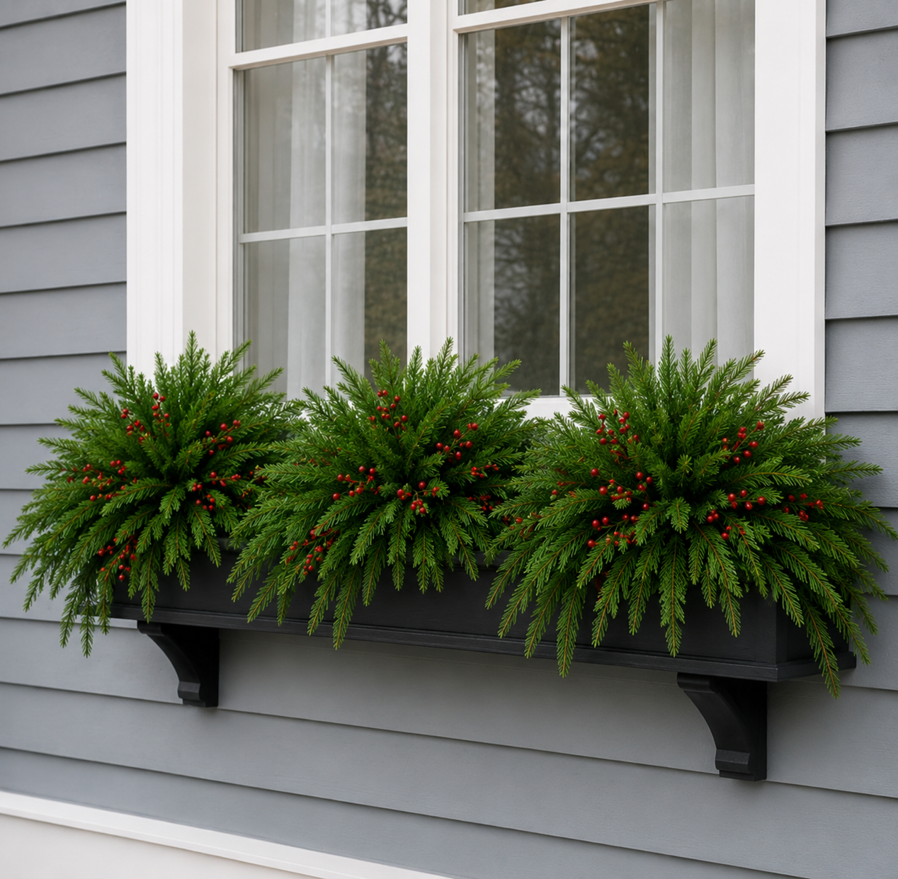 🔥 🎄Snow-Covered Cedar & Red Berries – Christmas Holiday Decor