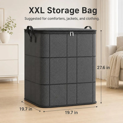 🔥Spacious Moving Storage Bin – Large Capacity Zippered Fabric Organizer for Bedding & Clothes