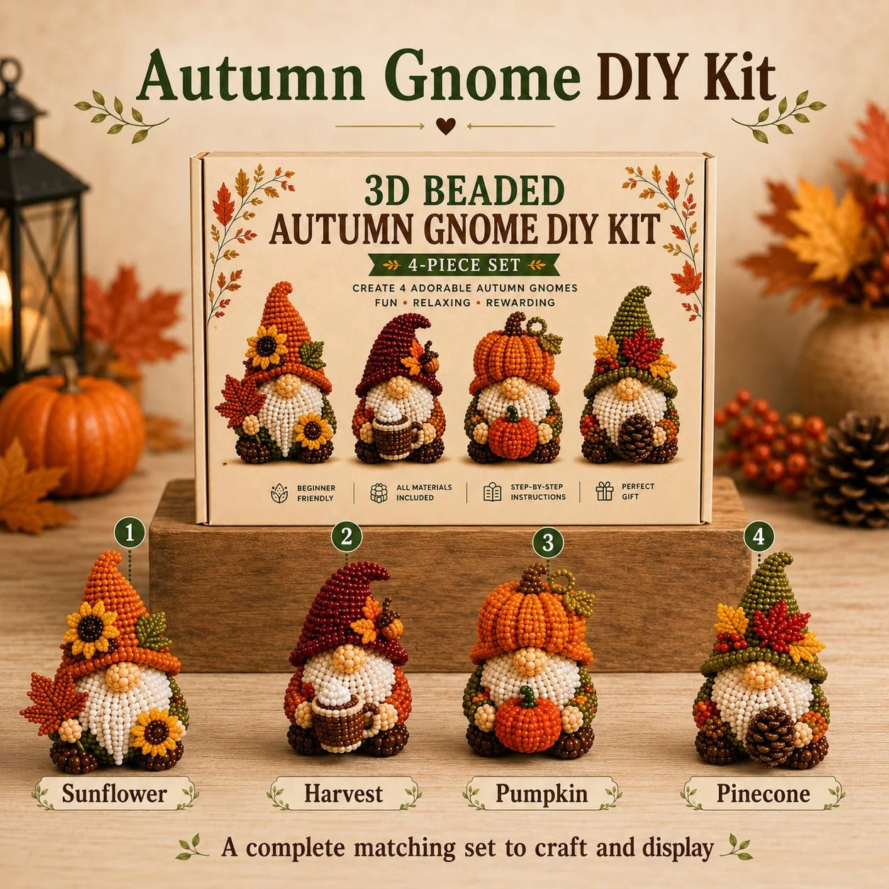 🔥3D Beaded Gnome DIY Kit Collection✨🎁