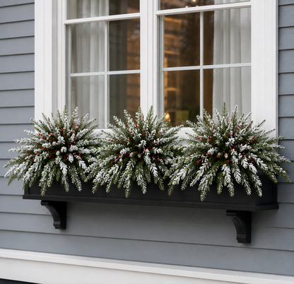 🔥 🎄Snow-Covered Cedar & Red Berries – Christmas Holiday Decor