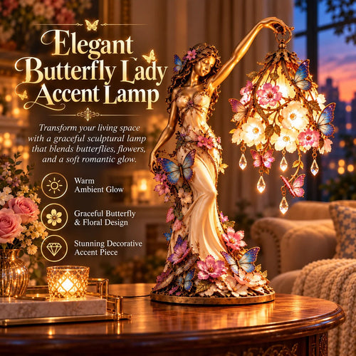 🦋 Butterfly Lady Accent Lamp – Elegant flower goddess-style lamp with crystal drops