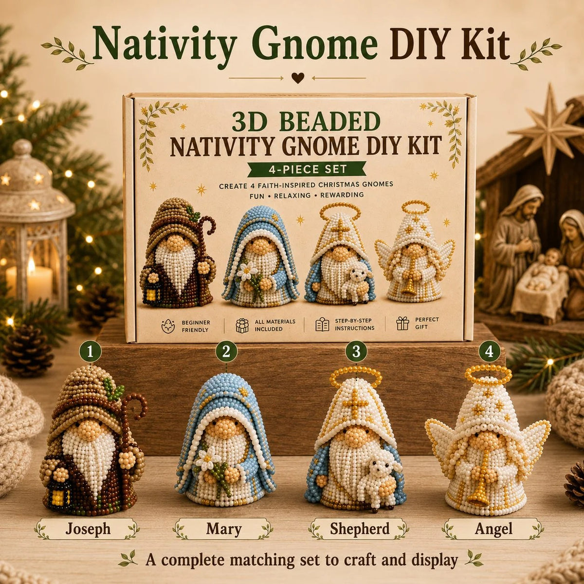 🔥3D Beaded Gnome DIY Kit Collection✨🎁