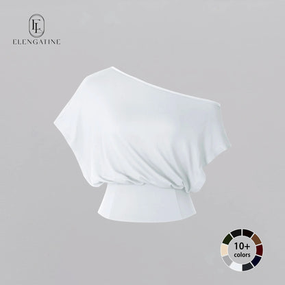 ⚡Hot Sales 49% OFF🔥Women Off Shoulder Crop Top, Soft Stretchy Slim Fit Short Sleeve Shirt, One Shoulder Casual Fashion Tee, Flattering Waist Fitted Top for Streetwear