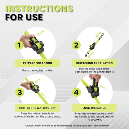 ⚙️Sturdy Retractable Ratchet Straps