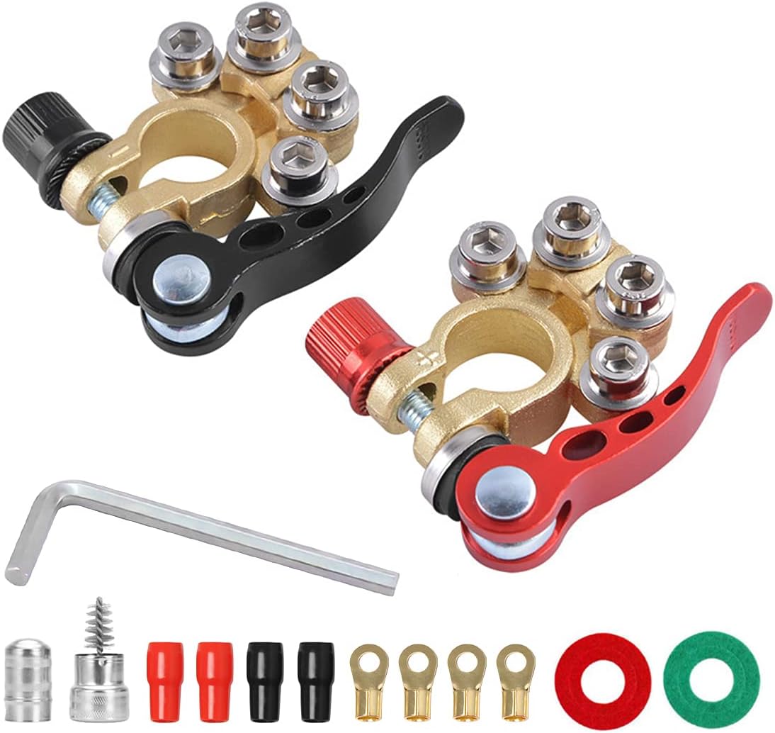 2PCS Car 4-Way Quick-Release Car Battery Terminal Connectors