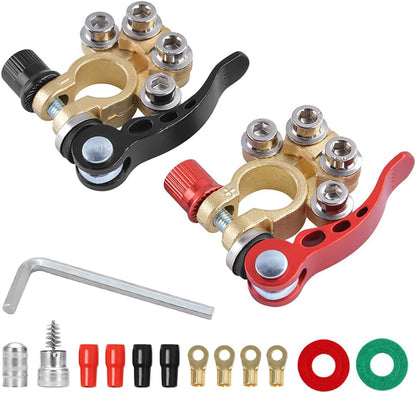 2PCS Car 4-Way Quick-Release Car Battery Terminal Connectors