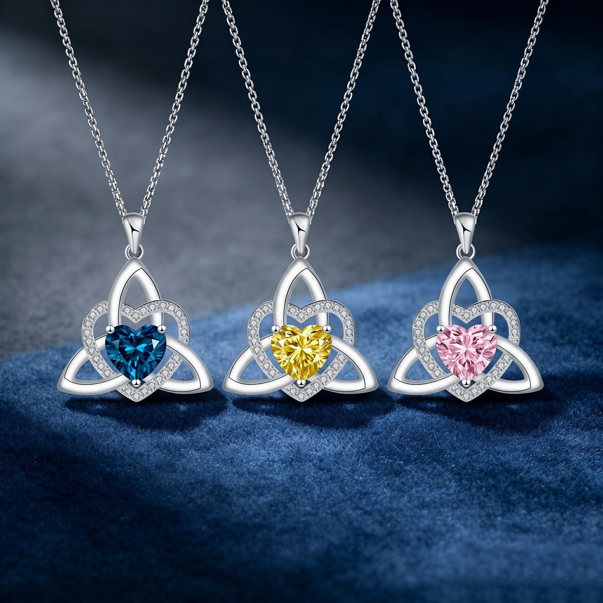 Birthstone Celtic Trinity Knot Heart Necklace✨ Heart Shape Celtic Trinity Knot Birthstone Pendant