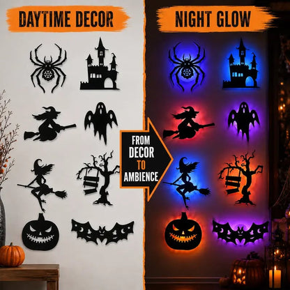🎃 Halloween LED Silhouette Wall Light Stickers – Spooky Glow Made Easy! 👻✨