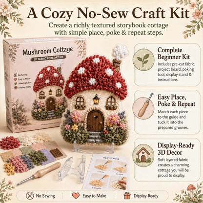 🔥Whimsical Village 3D Fabric Poke Art Kit🌼🎁