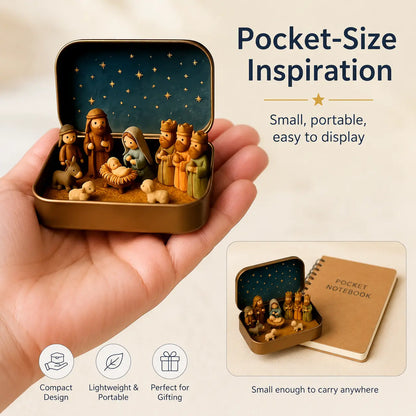 Pocket-Size Mini Nativity Scene Set with Storage Box🙏🎁
