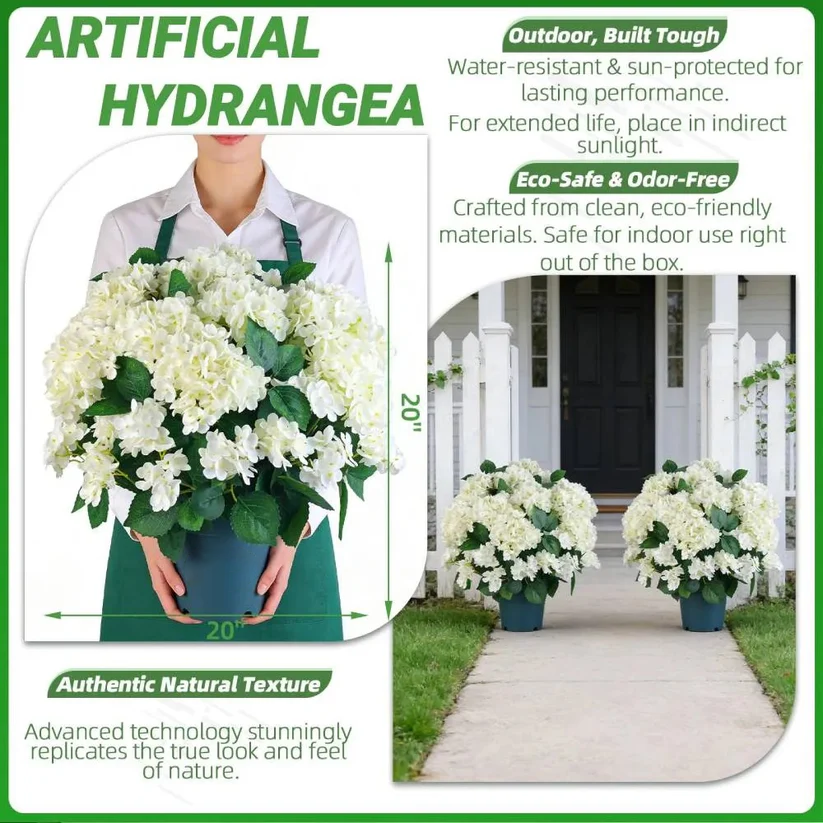 💥Last Day 70% OFF💐Artificial Outdoor Hydrangea Flowers - UV resistant, Waterproof, Windproof