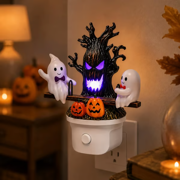 🔥Last Day 49% OFF-🎃👻Animated Seesaw Ghost Plug In LED Night Light